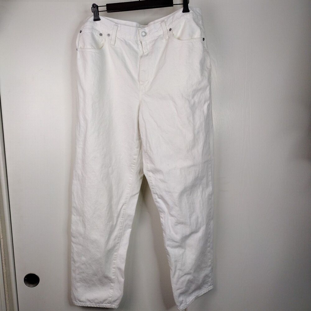 Madewell The Slouchy BoyJean 100% Cotton Straight Leg Jeans Sz 33T Tall White